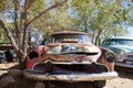 Red old abandoned Desoto car Royalty Free Stock Photo